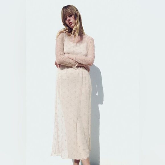 ZARA BEADED KNIT DRESS LIMITED EDITION - Picture 2 of 9